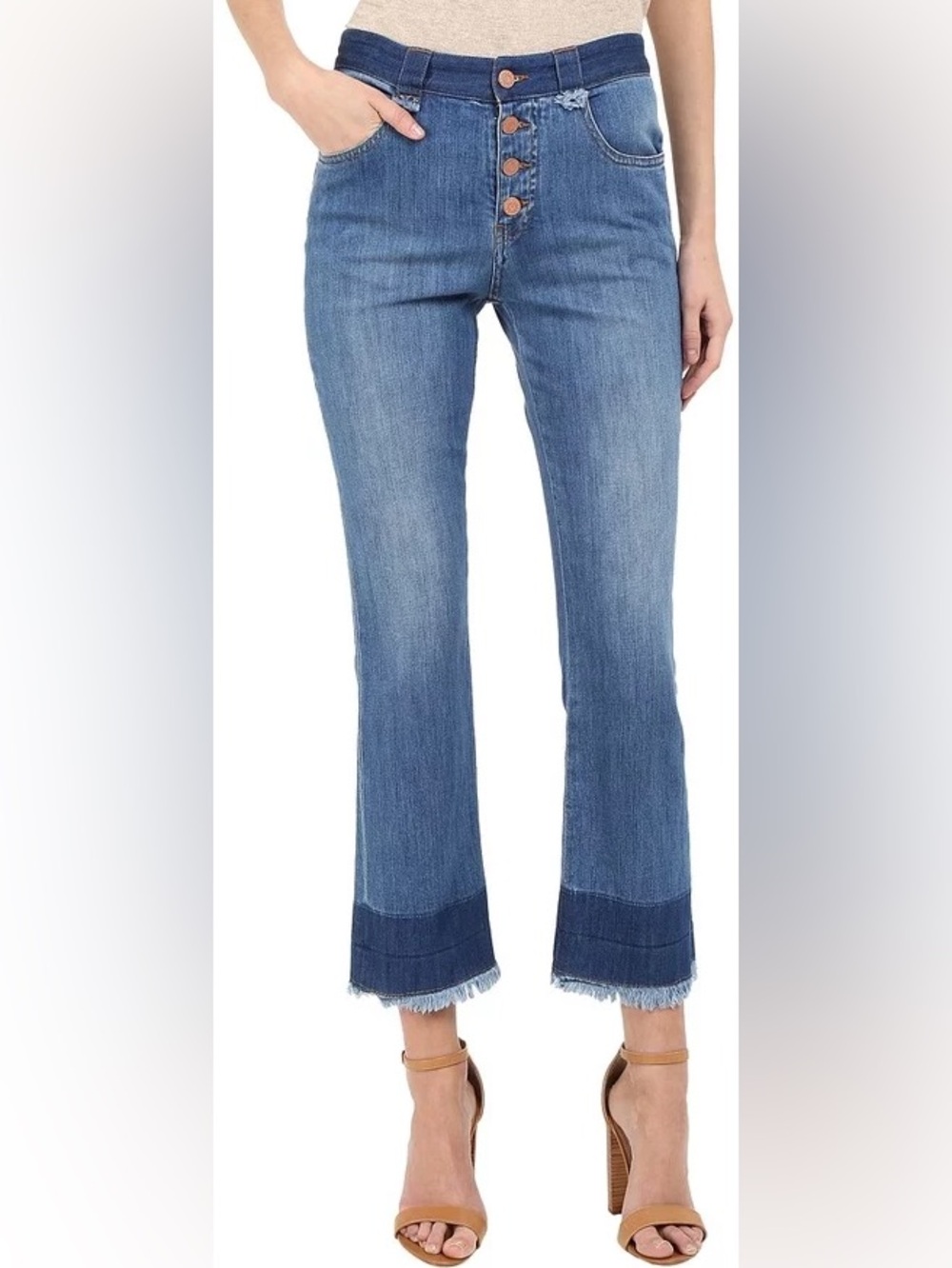 See By Chloe Light Blue Flare Jeans with Dark Hem